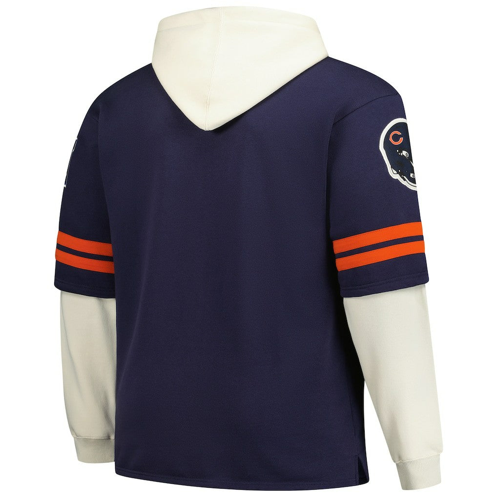 Chicago Bears '47 Big & Tall Split Zone Cornerback V-Neck Hoodie - Navy Hoodies