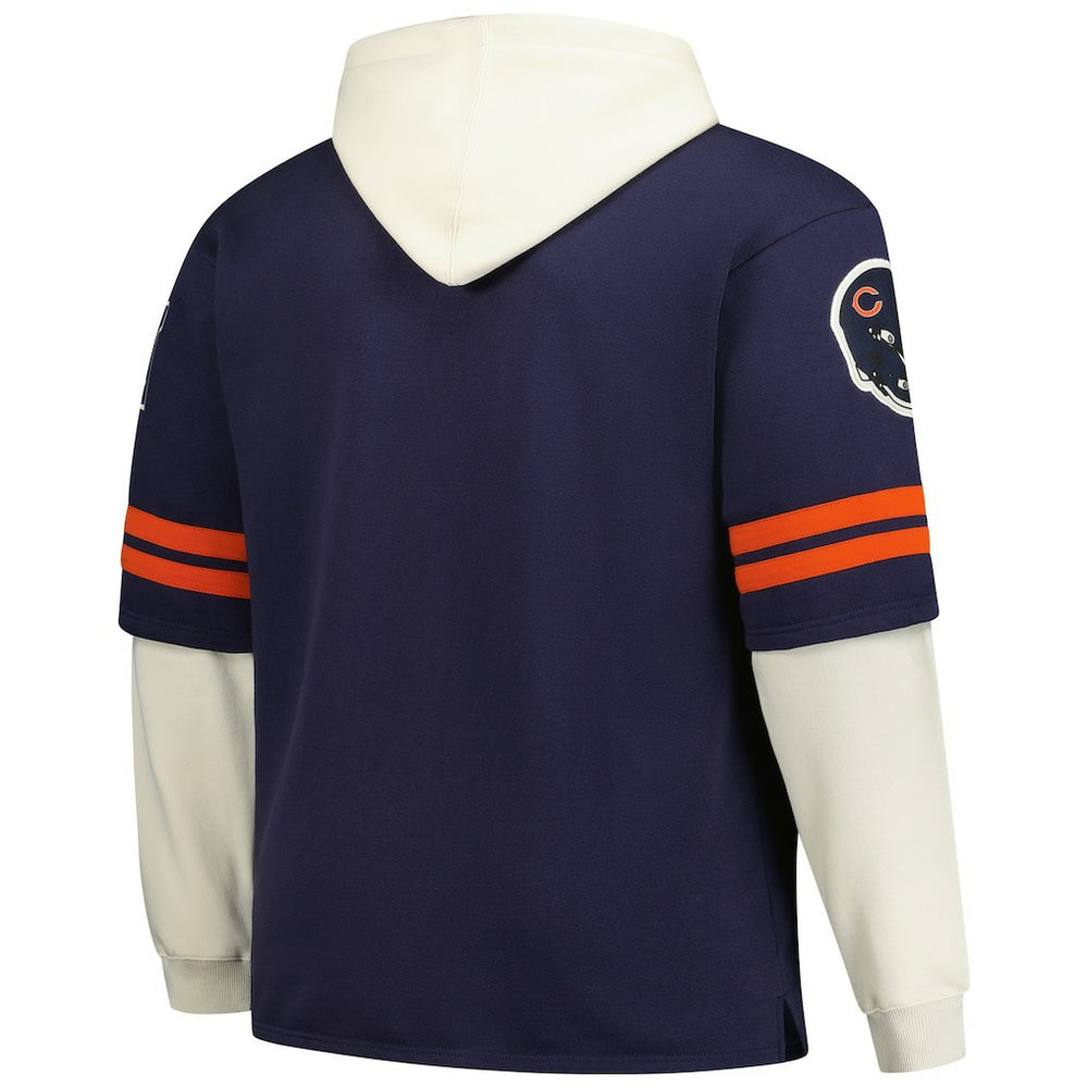 Chicago Bears '47 Big & Tall Split Zone Cornerback V-Neck Hoodie - Navy Hoodies