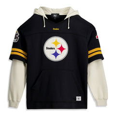Pittsburgh Steelers '47 Big & Tall Split Zone Cornerback V-Neck Hoodie - Black Hoodies