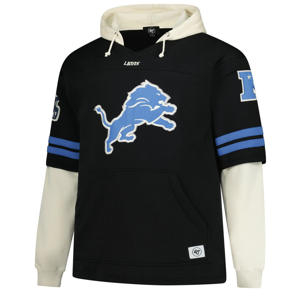 Detroit Lions '47 Big & Tall Split Zone Cornerback V-Neck Hoodie - Black Hoodies