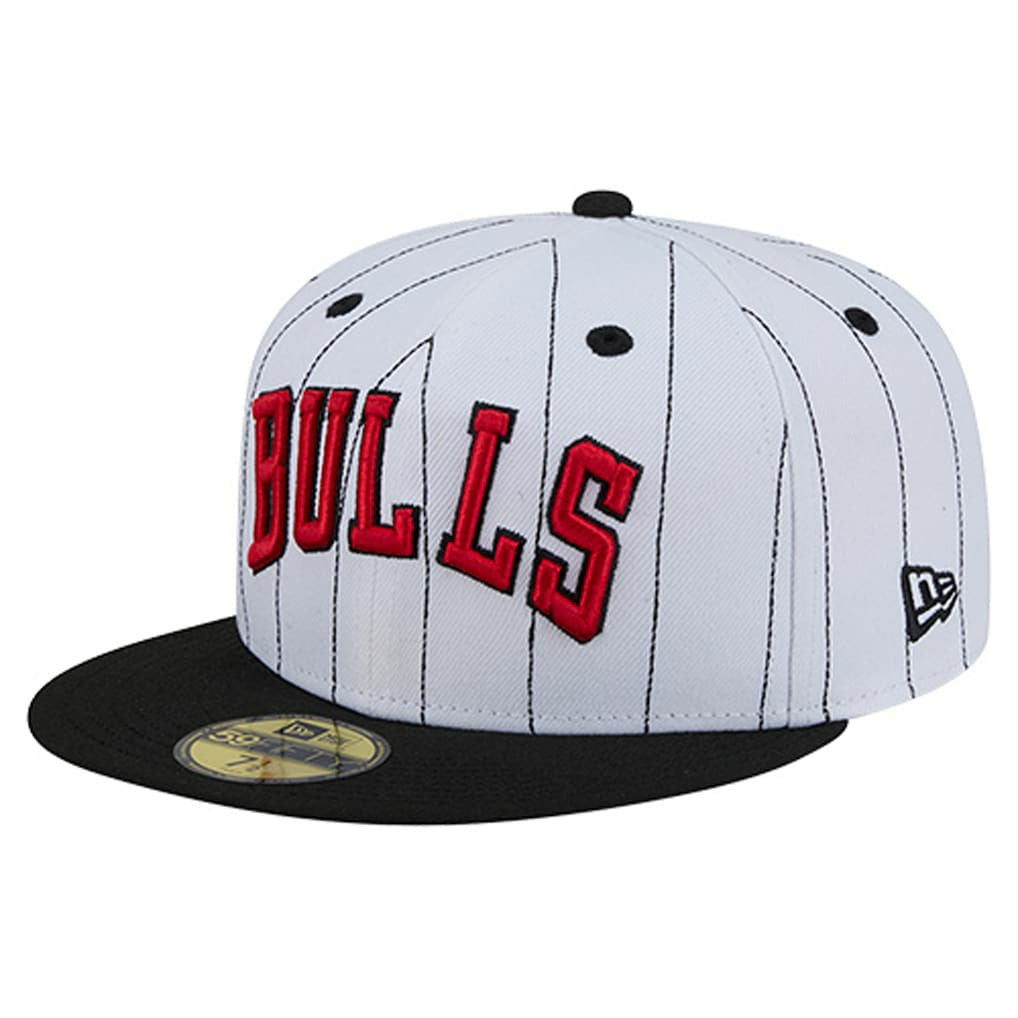 Chicago Bulls Wordmark Pinstripe 59FIFTY Fitted Hat White - New Era