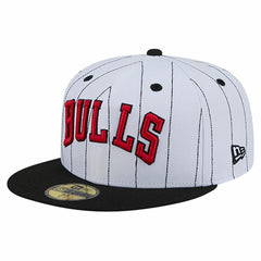 Chicago Bulls Wordmark Pinstripe 59FIFTY Fitted Hat White - New Era