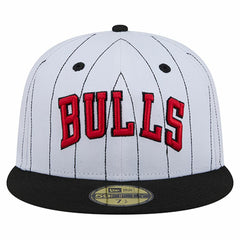 Chicago Bulls Wordmark Pinstripe 59FIFTY Fitted Hat White - New Era
