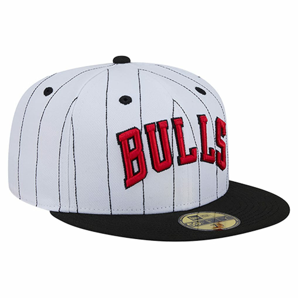 Chicago Bulls Wordmark Pinstripe 59FIFTY Fitted Hat White - New Era