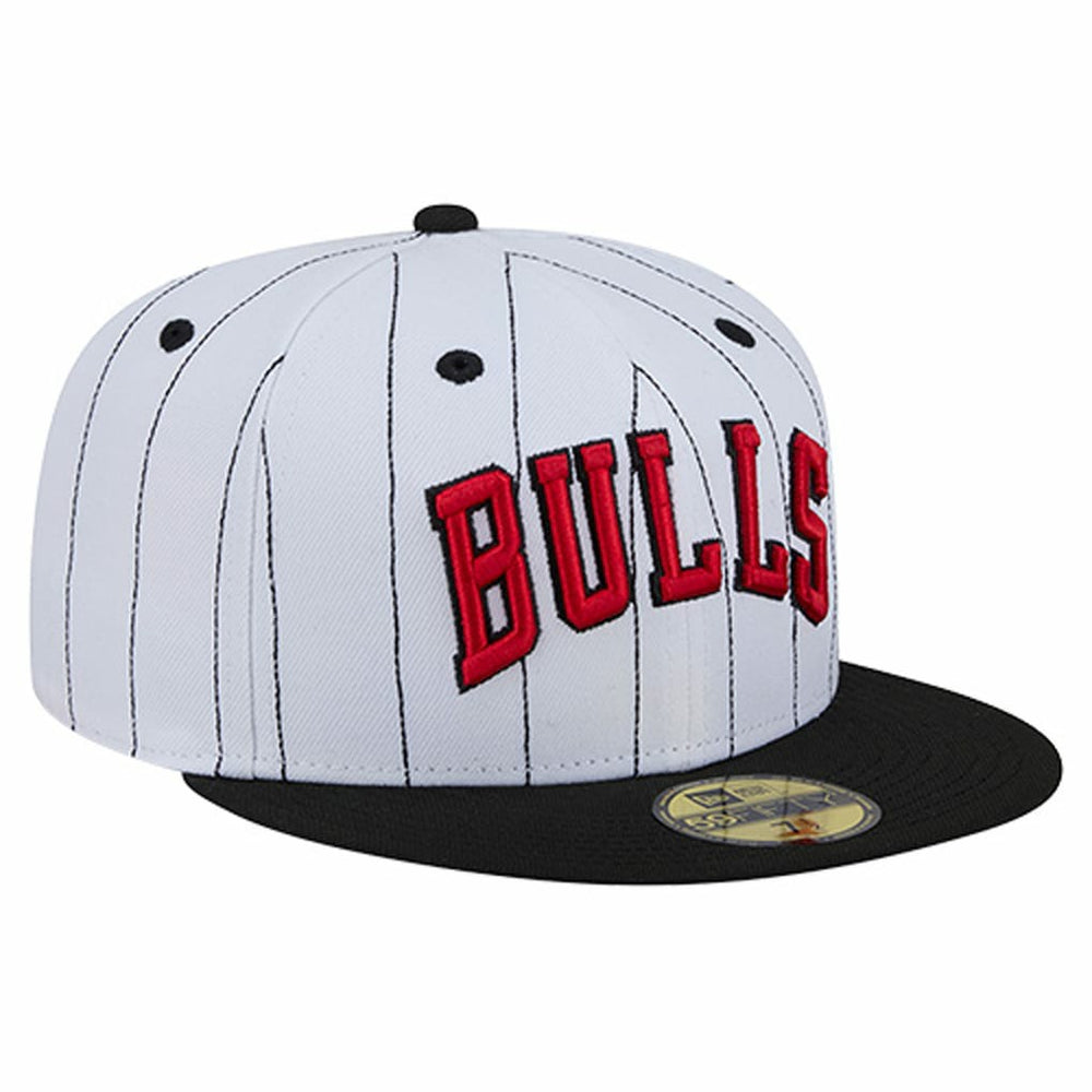 Chicago Bulls Wordmark Pinstripe 59FIFTY Fitted Hat White - New Era
