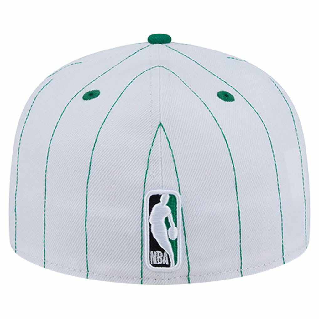 Boston Celtics Wordmark Pinstripe 59FIFTY Fitted Hat White - New Era