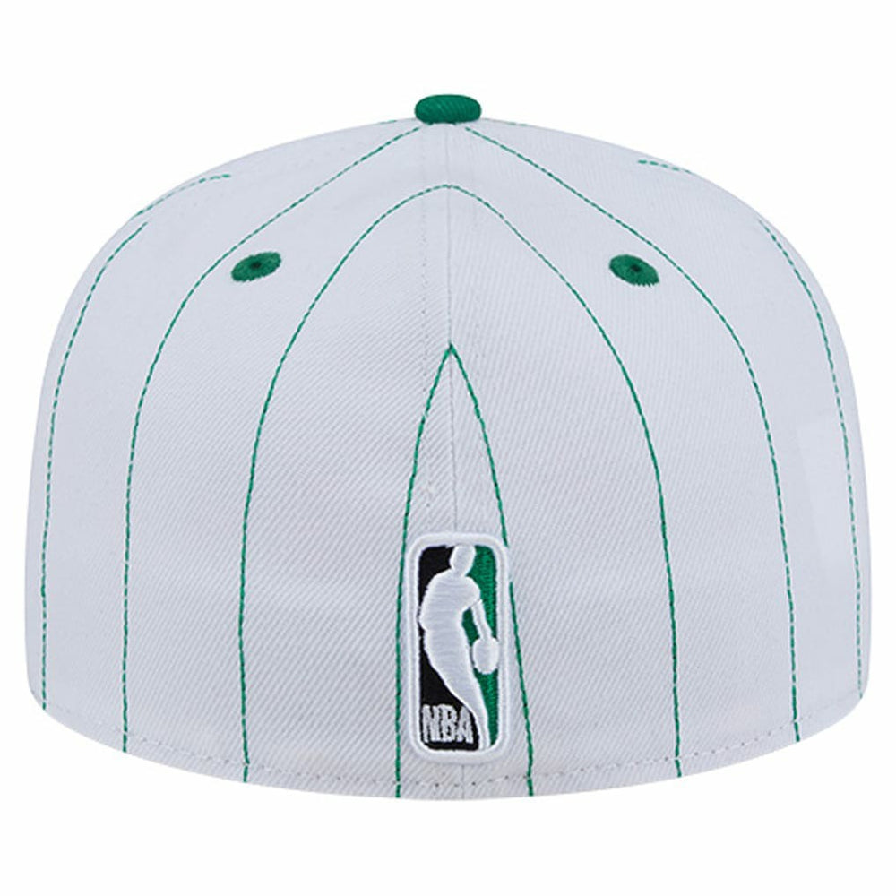 Boston Celtics Wordmark Pinstripe 59FIFTY Fitted Hat White - New Era