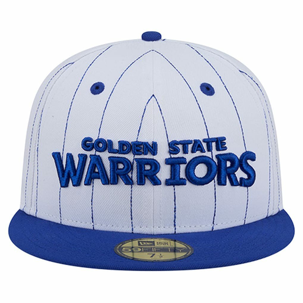 Golden State Warriors Wordmark Pinstripe 59FIFTY Fitted Hat White - New Era