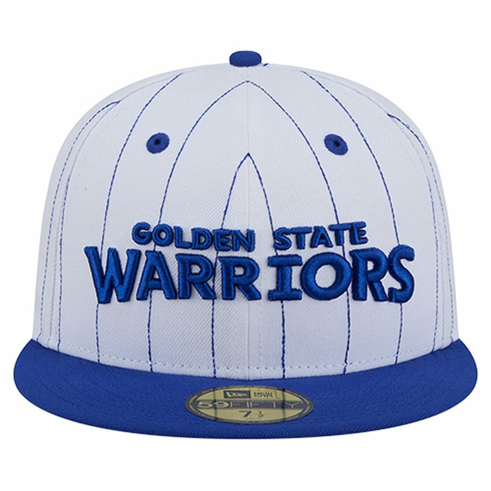 Golden State Warriors Wordmark Pinstripe 59FIFTY Fitted Hat White - New Era
