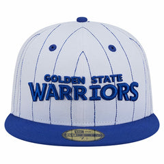 Golden State Warriors Wordmark Pinstripe 59FIFTY Fitted Hat White - New Era