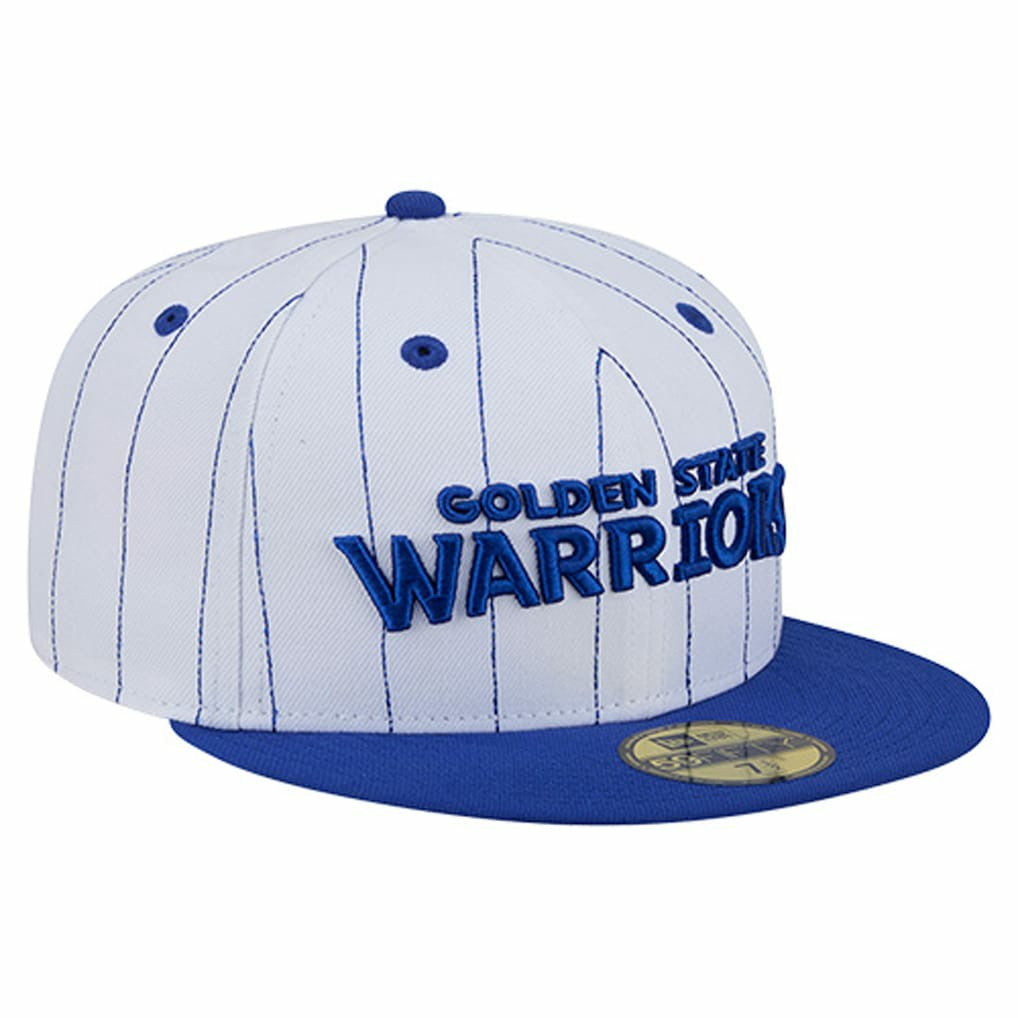 Golden State Warriors Wordmark Pinstripe 59FIFTY Fitted Hat White - New Era