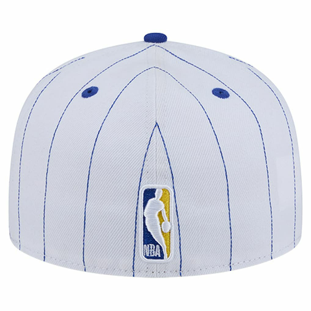 Golden State Warriors Wordmark Pinstripe 59FIFTY Fitted Hat White - New Era