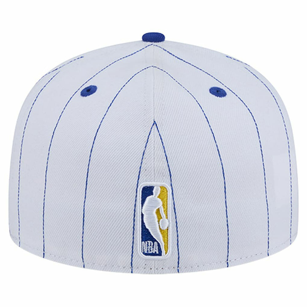 Golden State Warriors Wordmark Pinstripe 59FIFTY Fitted Hat White - New Era