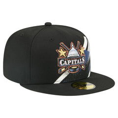 Washington Capitals New Era Faded Lines 59FIFTY Fitted Hat - Black | US 203126866