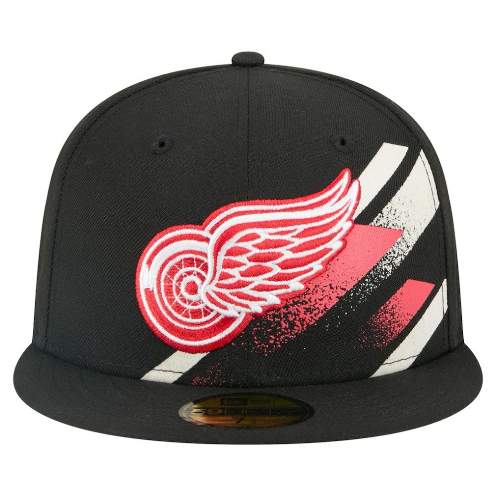 Detroit Red Wings New Era Faded Lines 59FIFTY Fitted Hat - Black | US 203126869