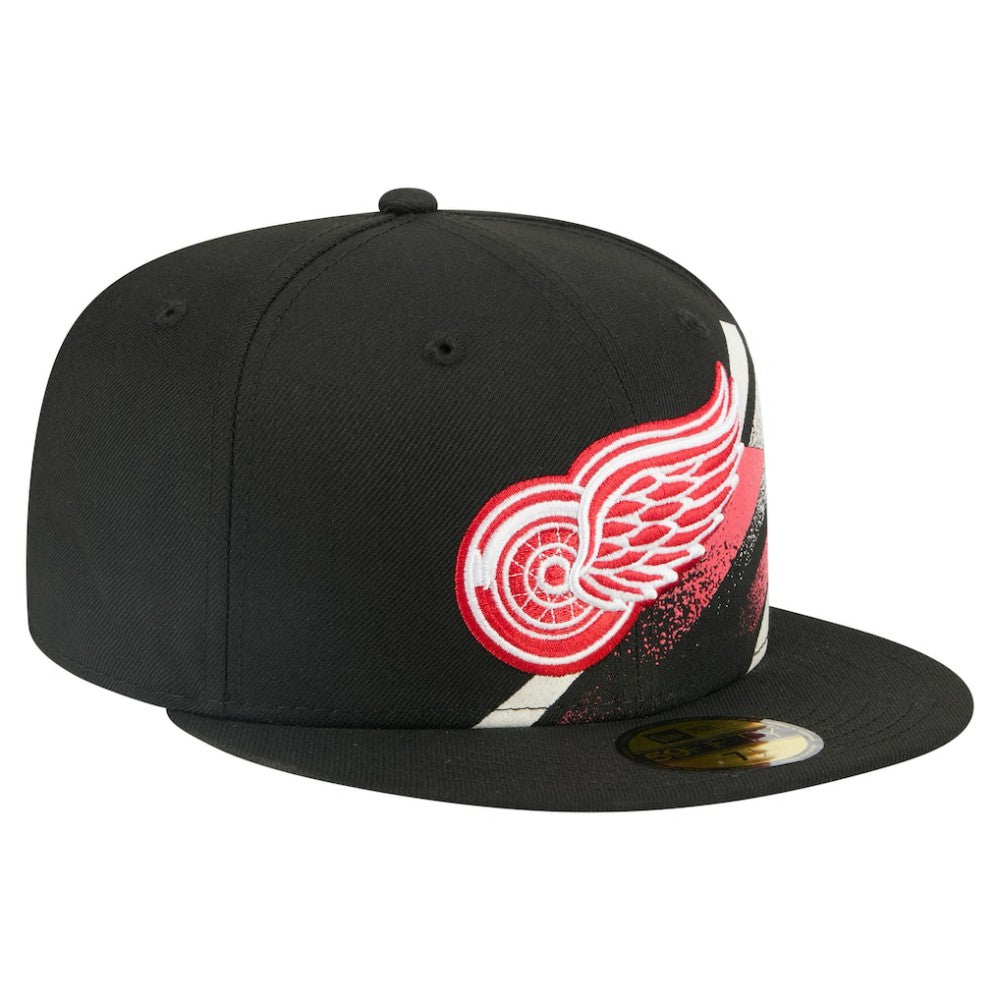 Detroit Red Wings New Era Faded Lines 59FIFTY Fitted Hat - Black | US 203126869