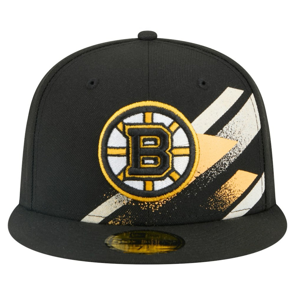 Boston Bruins New Era Faded Lines 59FIFTY Fitted Hat - Black | US 203126870