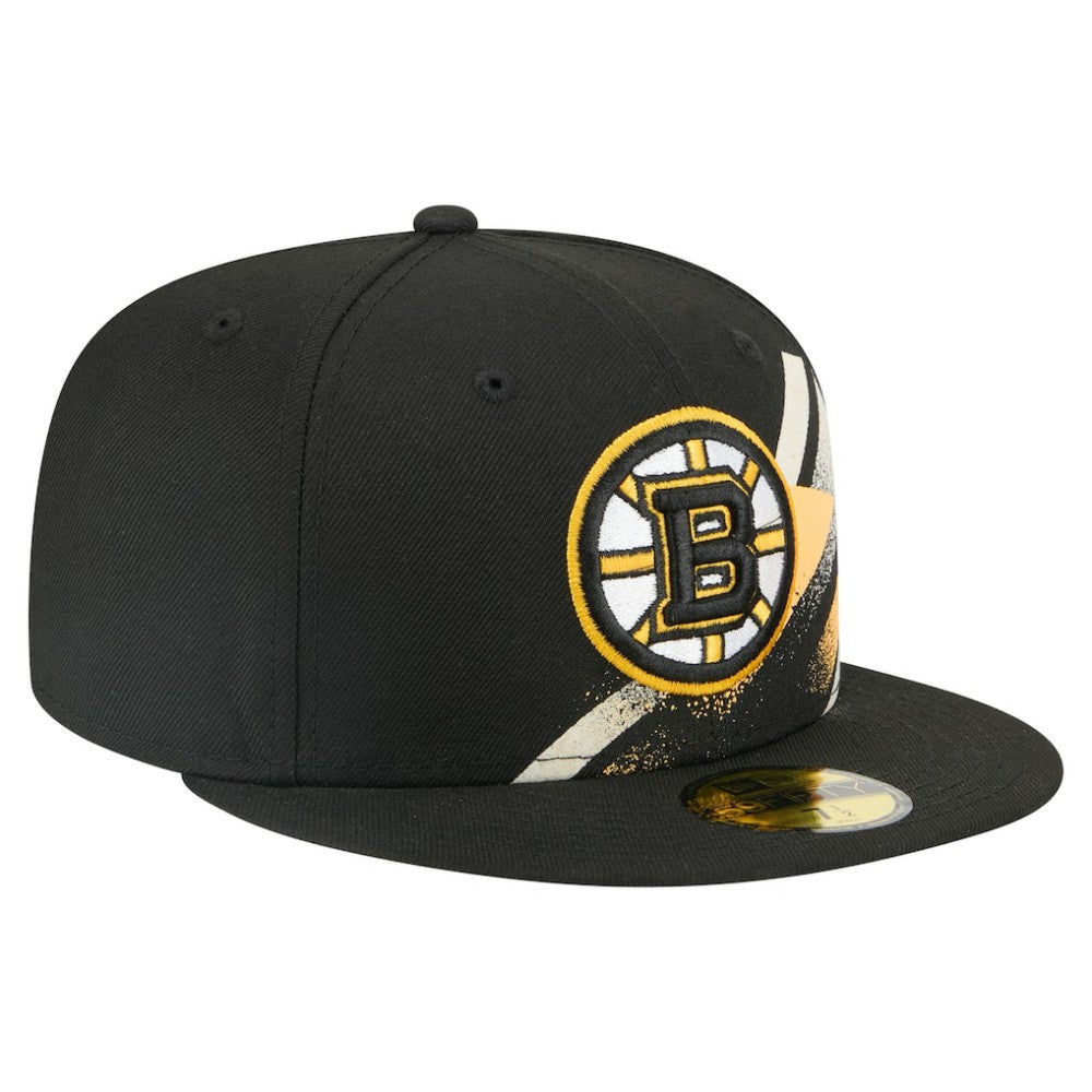 Boston Bruins New Era Faded Lines 59FIFTY Fitted Hat - Black | US 203126870