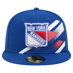 New York Rangers New Era Faded Lines 59FIFTY Fitted Hat - Blue | US 203126874