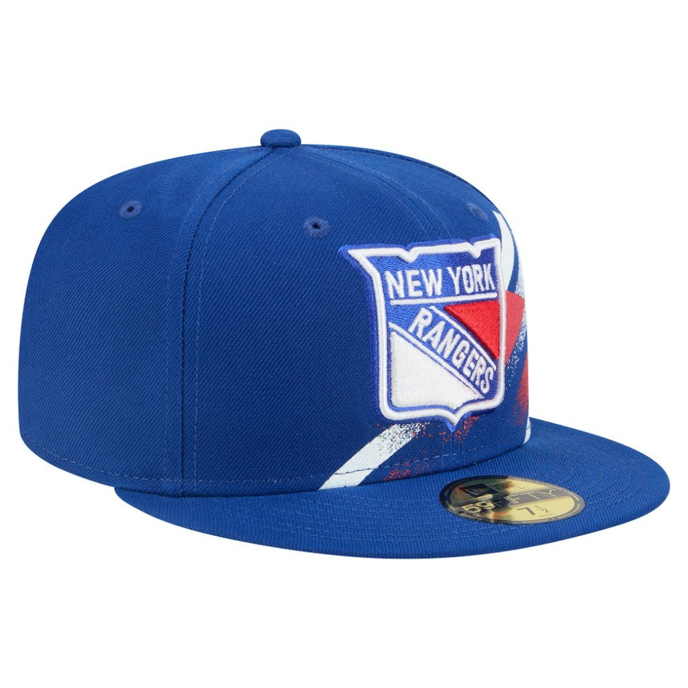 New York Rangers New Era Faded Lines 59FIFTY Fitted Hat - Blue | US 203126874