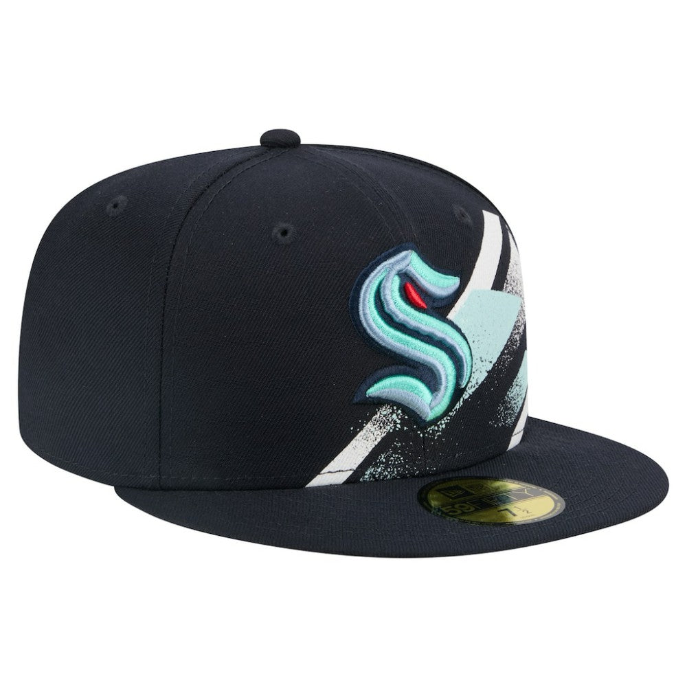 Seattle Kraken New Era Faded Lines 59FIFTY Fitted Hat - Deep Sea Blue | US 203126876