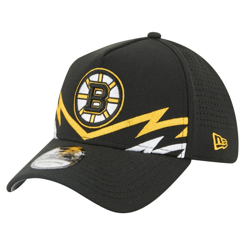 Boston Bruins New Era 39THIRTY A-Frame Perforated Flex Hat - Black | US 203126881