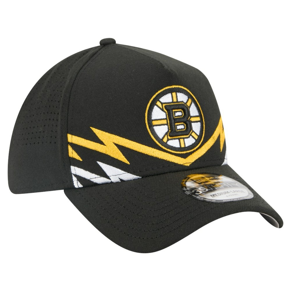 Boston Bruins New Era 39THIRTY A-Frame Perforated Flex Hat - Black | US 203126881