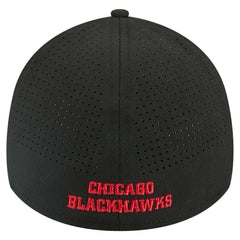 Chicago Blackhawks New Era 39THIRTY A-Frame Perforated Flex Hat - Black | US 203126882