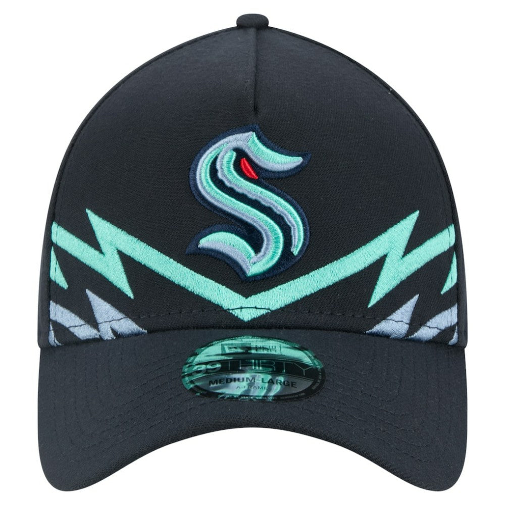 Seattle Kraken New Era Zig Zag 39THIRTY A-Frame Perforated Flex Hat - Deep Sea Blue | US 203126887