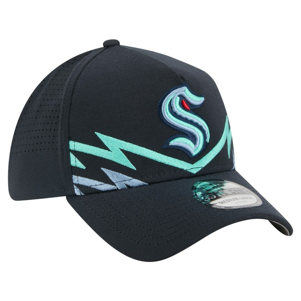 Seattle Kraken New Era Zig Zag 39THIRTY A-Frame Perforated Flex Hat - Deep Sea Blue | US 203126887