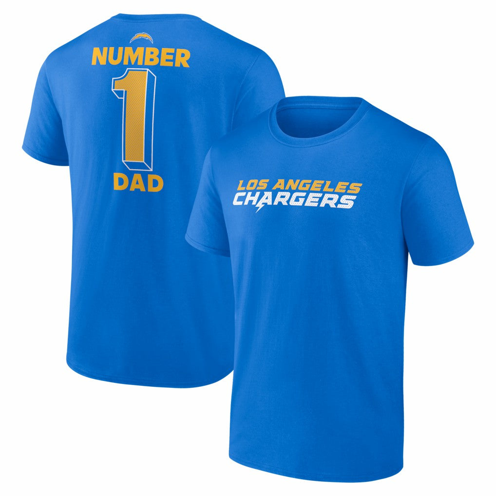 Los Angeles Chargers #1 Dad Jersey T-Shirt - Powder Blue T-shirts