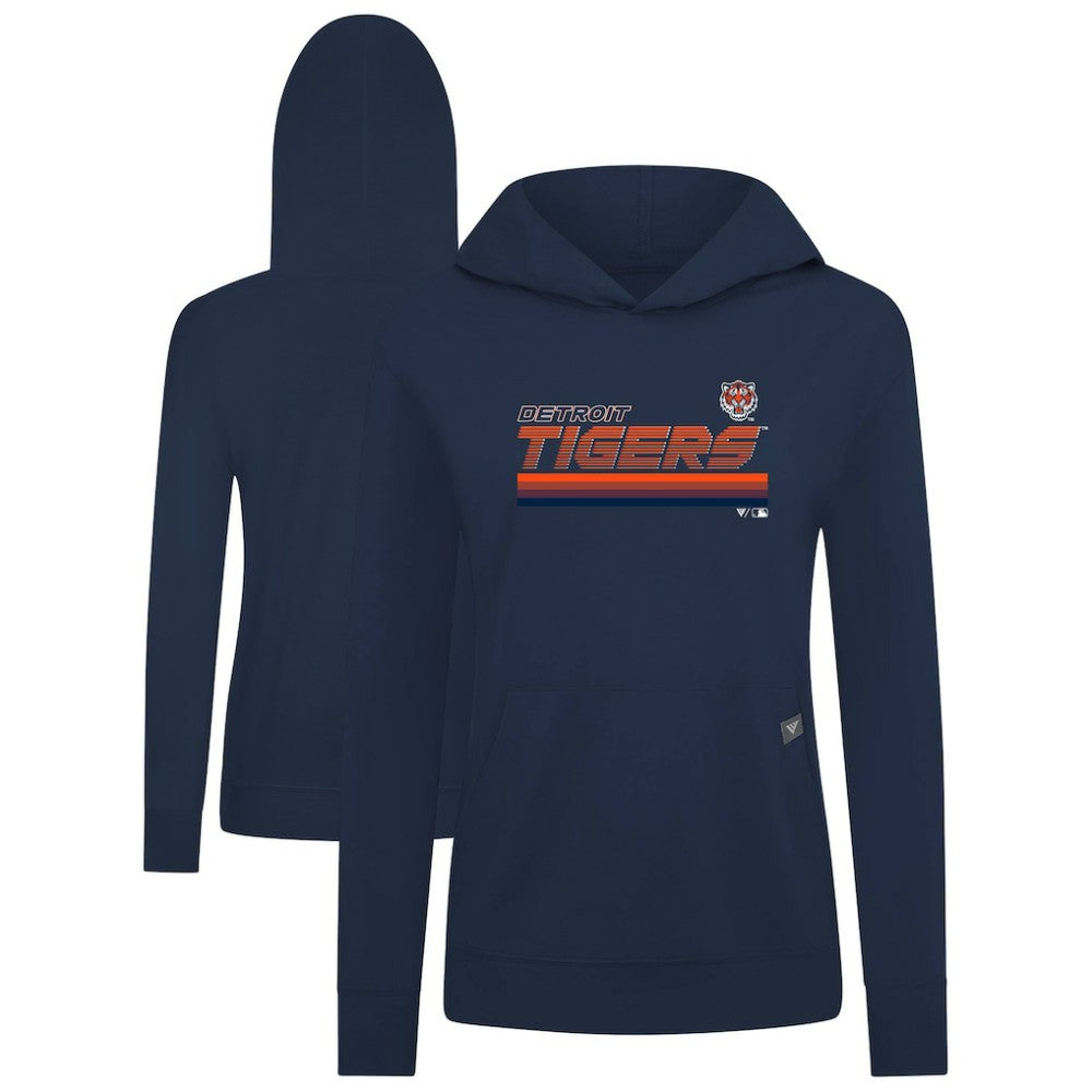 Detroit Tigers Levelwear Women's Relay Breaker Pullover Hoodie - Navy Hoodies