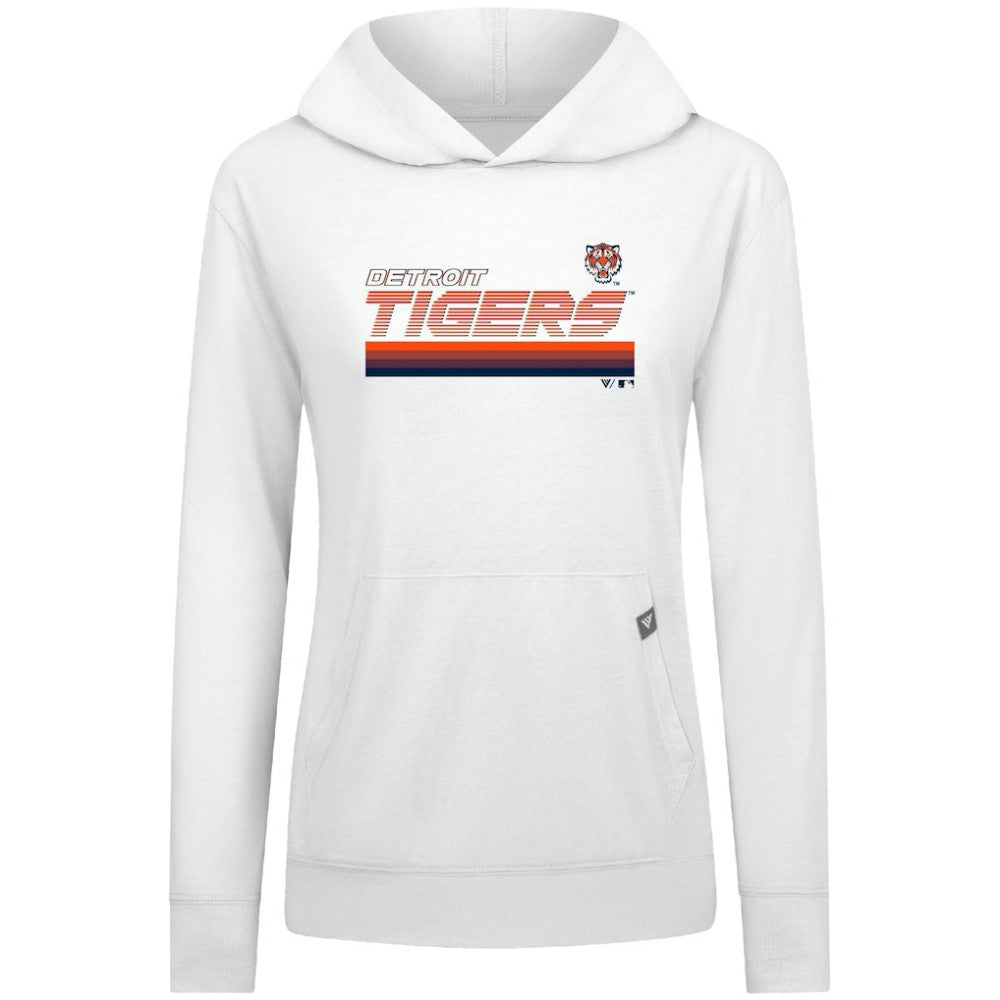 Detroit Tigers Levelwear Women's Relay Breaker Pullover Hoodie - White Hoodies