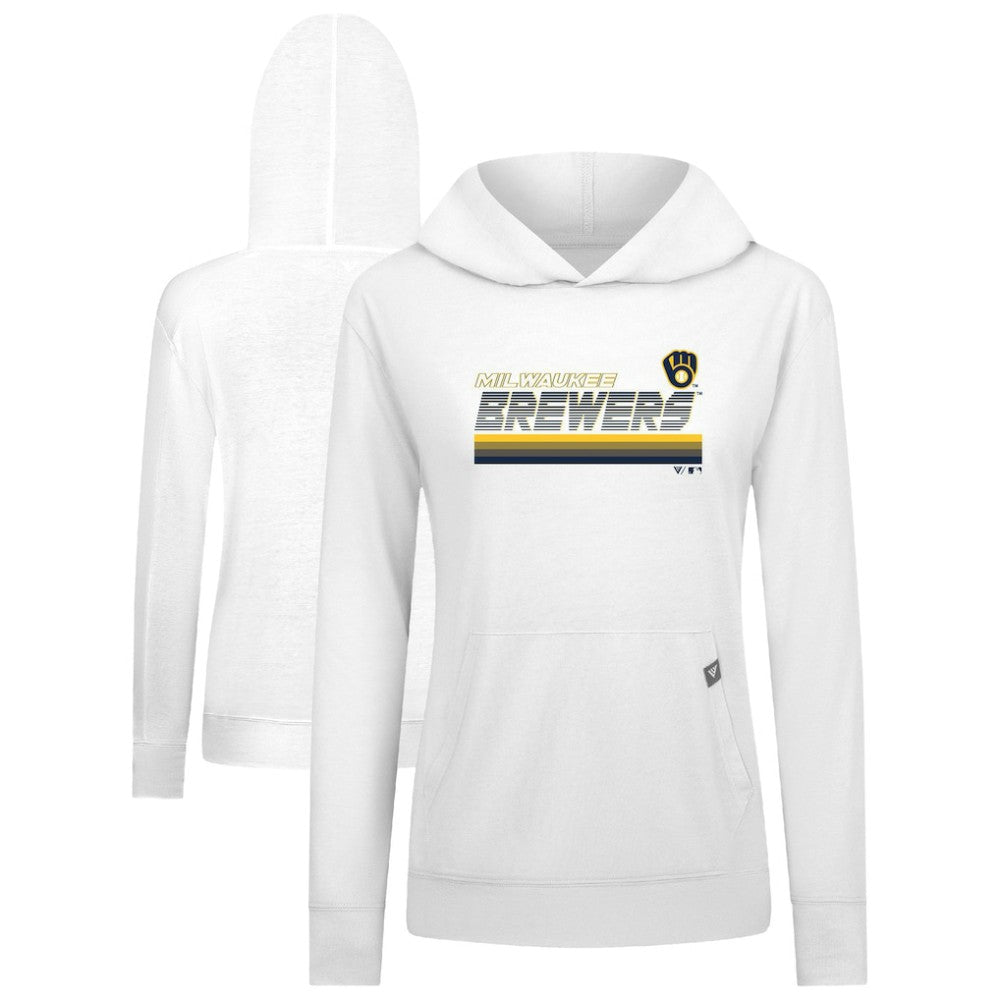 Milwaukee Brewers Levelwear Women's Relay Breaker Pullover Hoodie - White Hoodies
