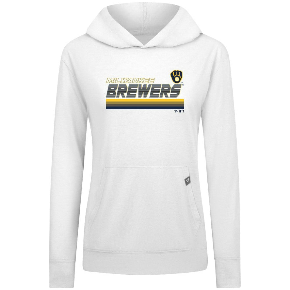 Milwaukee Brewers Levelwear Women's Relay Breaker Pullover Hoodie - White Hoodies