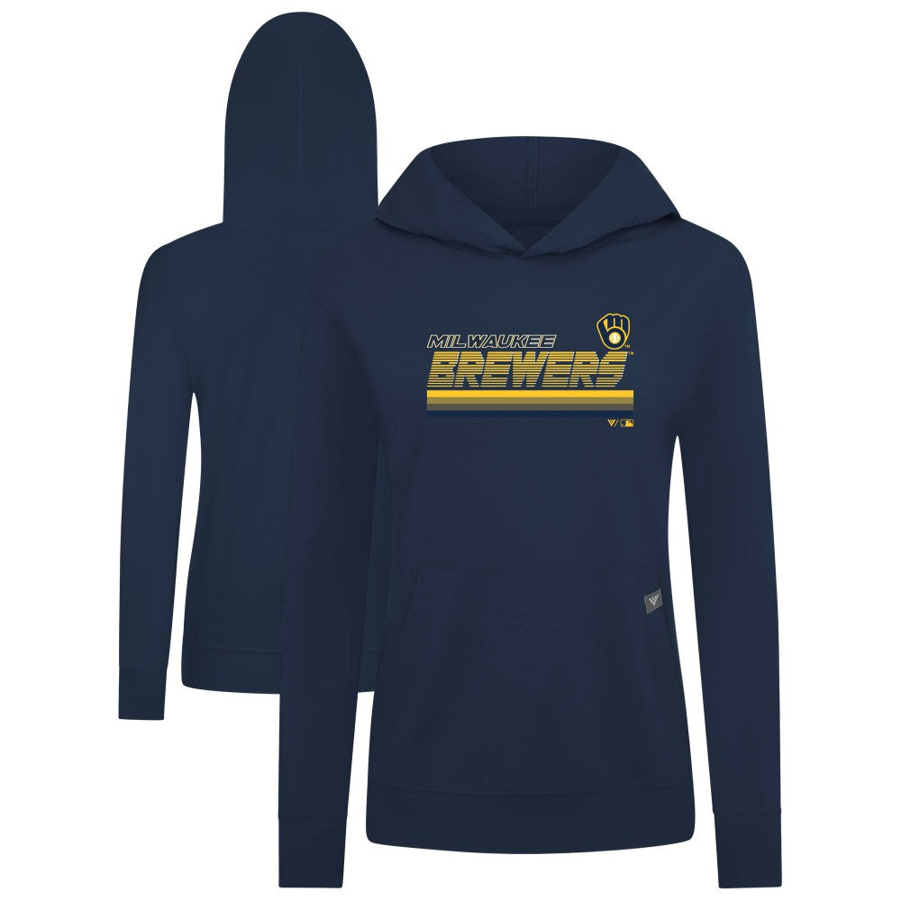 Milwaukee Brewers Levelwear Women's Relay Breaker Pullover Hoodie - Navy Hoodies