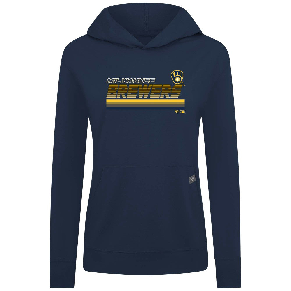 Milwaukee Brewers Levelwear Women's Relay Breaker Pullover Hoodie - Navy Hoodies