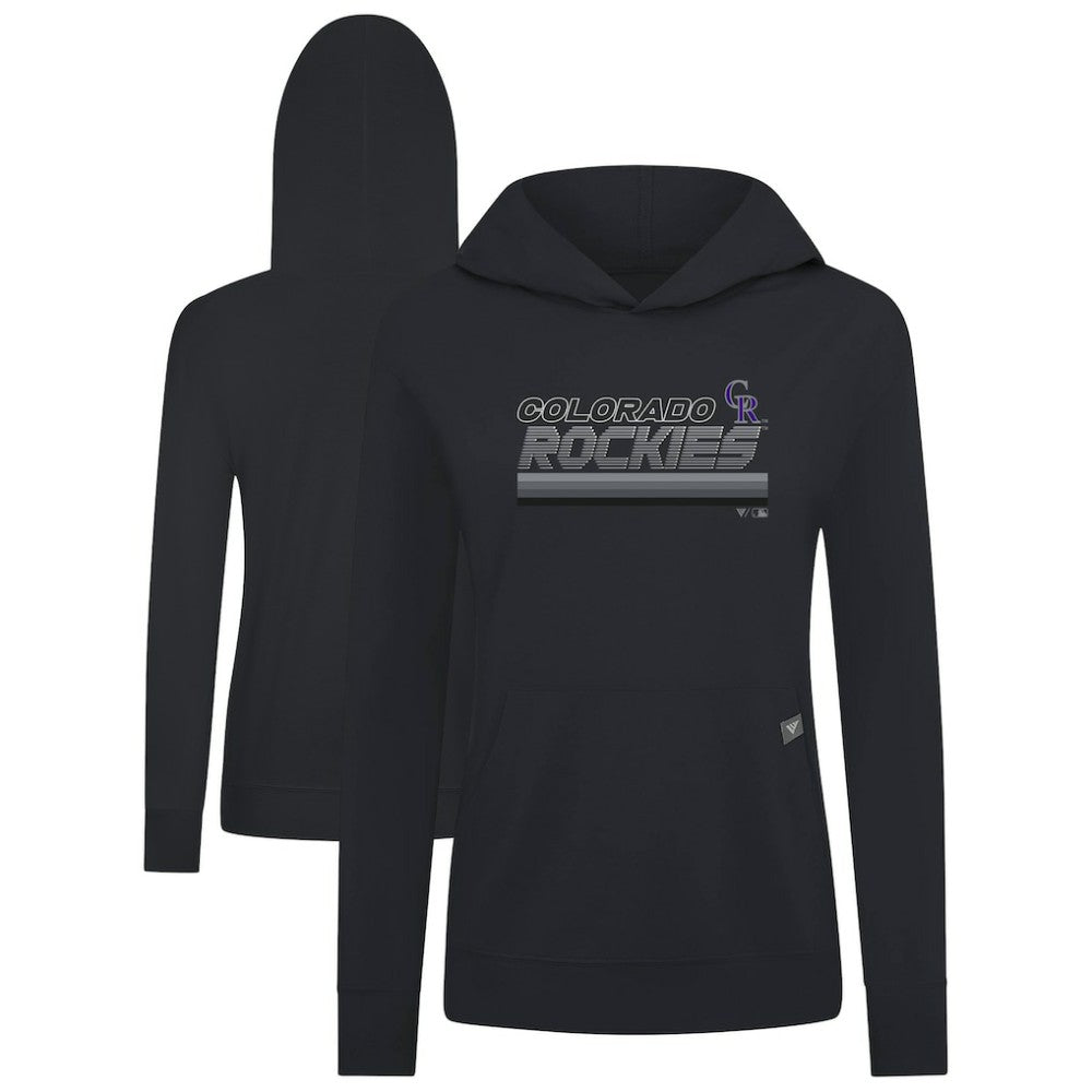 Colorado Rockies Levelwear Women's Relay Breaker Pullover Hoodie - Black Hoodies