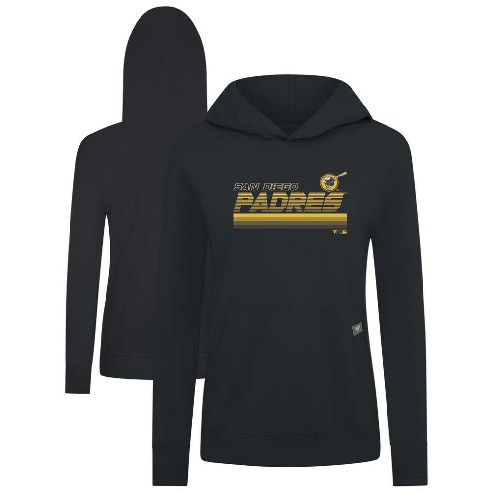 San Diego Padres Levelwear Women's Relay Breaker Pullover Hoodie - Black Hoodies