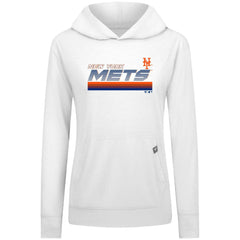 New York Mets Levelwear Women's Relay Breaker Pullover Hoodie - White Hoodies