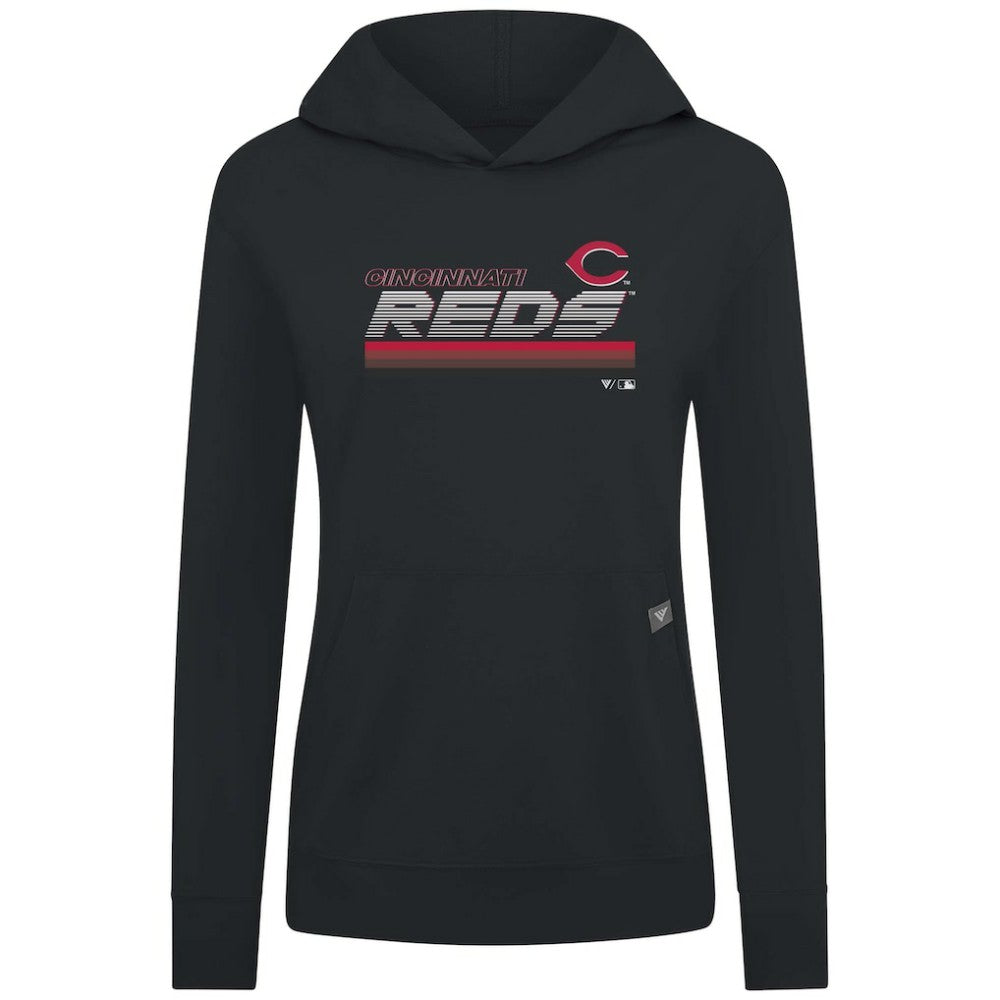 Cincinnati Reds Levelwear Women's Relay Breaker Pullover Hoodie - Black Hoodies