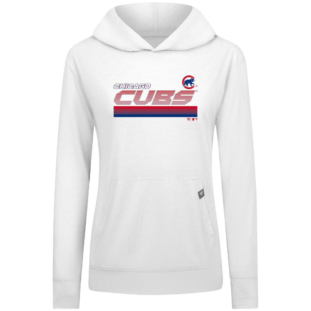 Chicago Cubs Levelwear Women's Relay Breaker Pullover Hoodie - White Hoodies