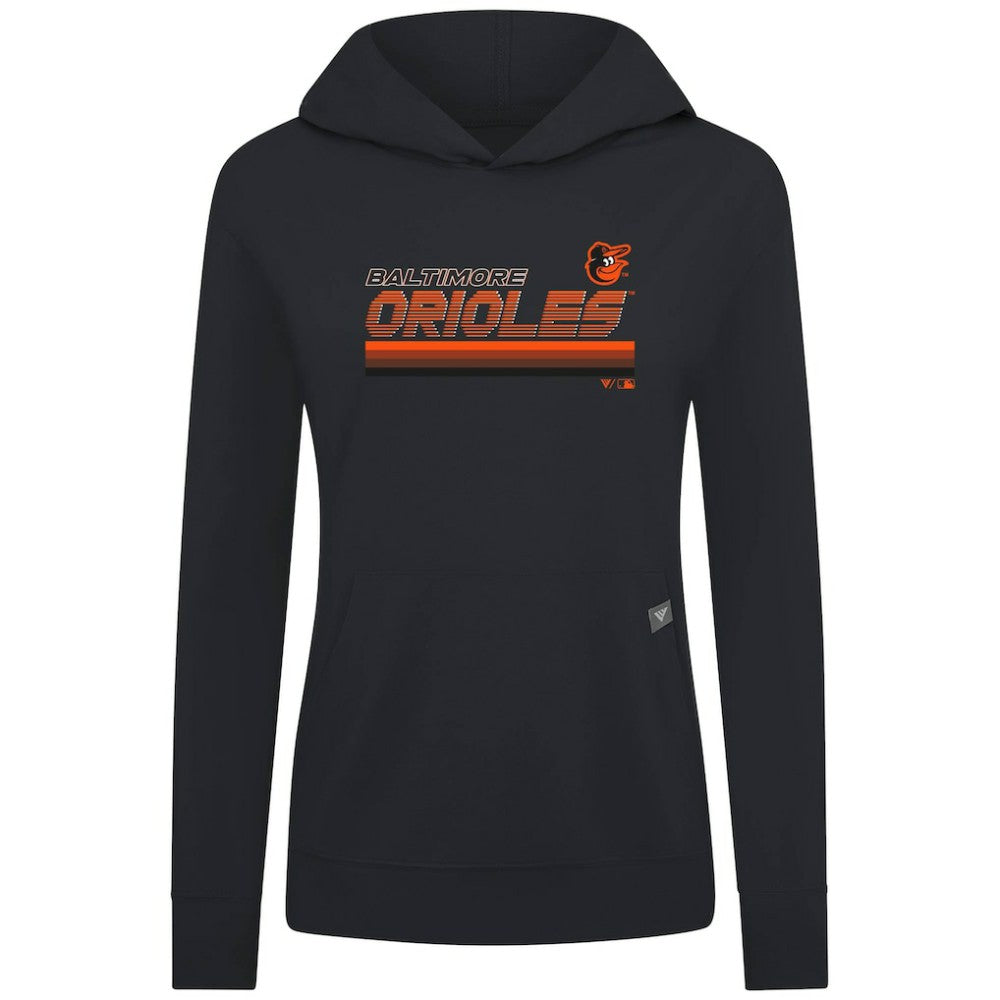 Baltimore Orioles Levelwear Women's Relay Breaker Pullover Hoodie - Black Hoodies
