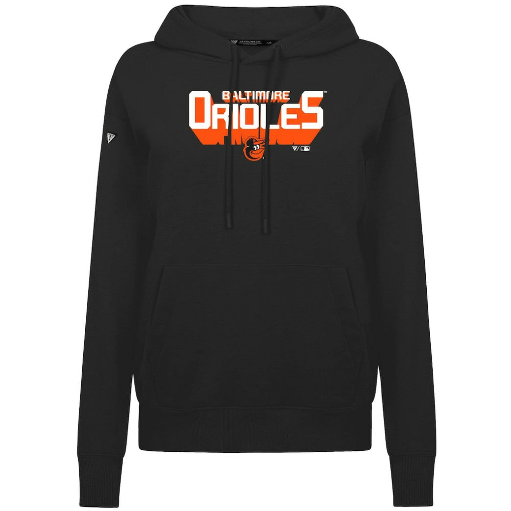 Baltimore Orioles Levelwear Women's Adorn Retro 3D Pullover Hoodie - Black Hoodies