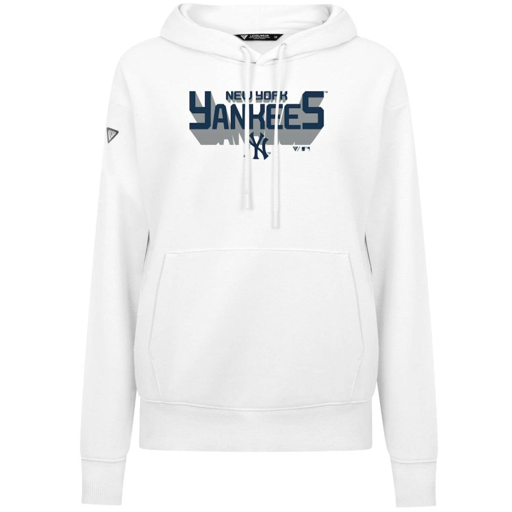 New York Yankees Levelwear Women's Adorn Retro 3D Pullover Hoodie - White Hoodies