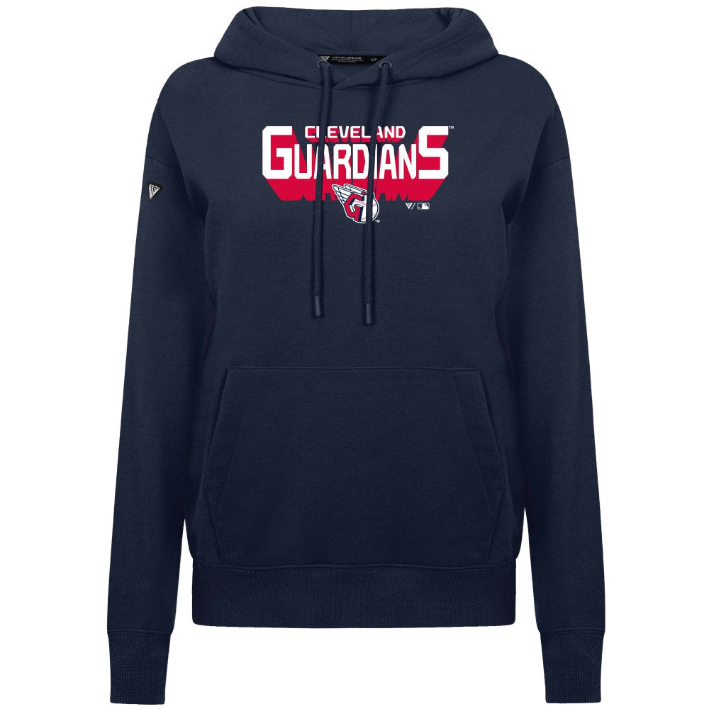 Cleveland Guardians Levelwear Women's Adorn Retro 3D Pullover Hoodie - Navy Hoodies
