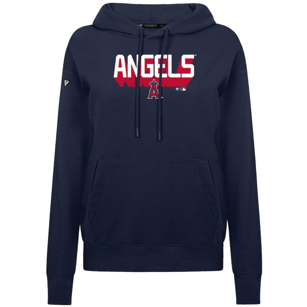 Los Angeles Angels Levelwear Women's Adorn Retro 3D Pullover Hoodie - Navy Hoodies