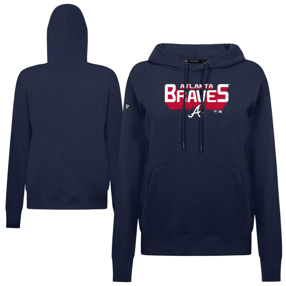 Atlanta Braves Levelwear Women's Adorn Retro 3D Pullover Hoodie - Navy Hoodies