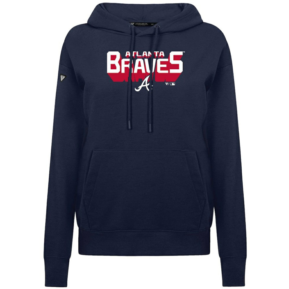 Atlanta Braves Levelwear Women's Adorn Retro 3D Pullover Hoodie - Navy Hoodies