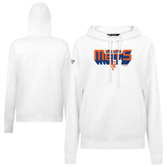 New York Mets Levelwear Women's Adorn Retro 3D Pullover Hoodie - White Hoodies